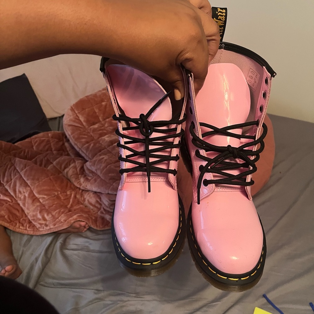 Patent leather pink doc martens